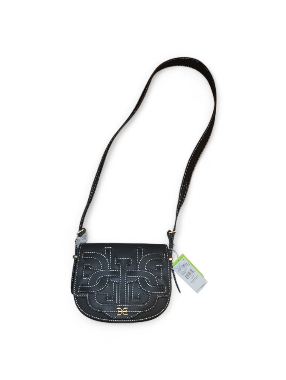 SAM EDELMAN Black Leather Crossbody Bag with Contrast Stitching - Picture 6 of 13